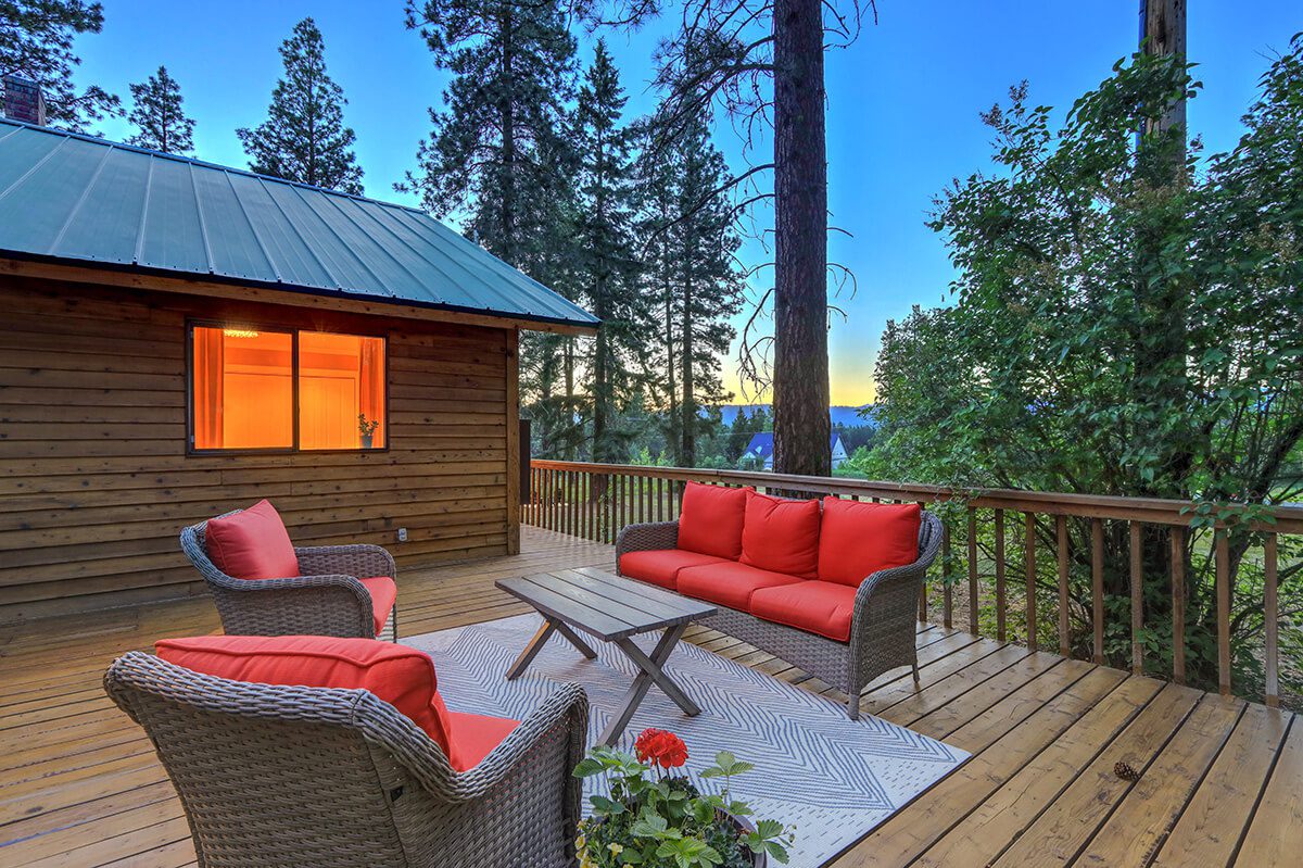 home exterior with cozy porch fire table