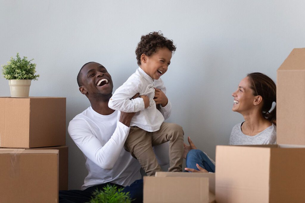 happy family moved to their new house